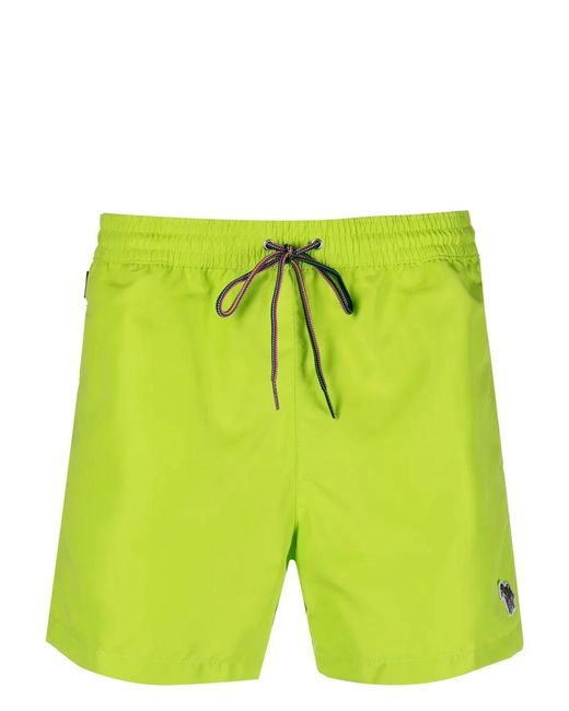 Paul Smith Green Logo-Patch Drawstring Swim-Shorts for men