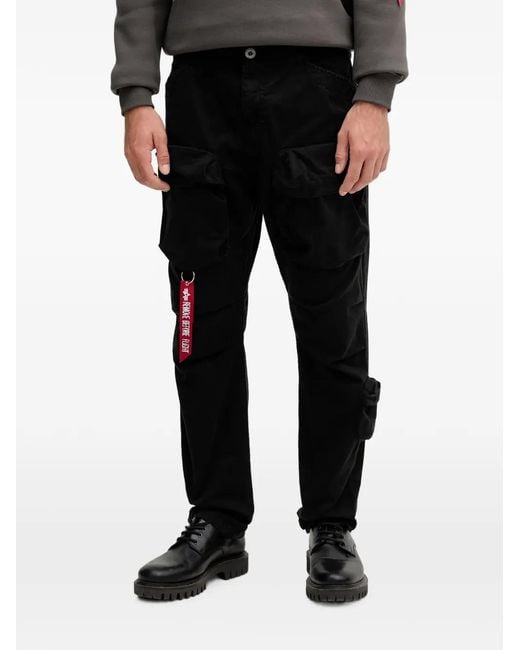 Alpha Industries Black Tactical Cargo-Pocket Trousers for men