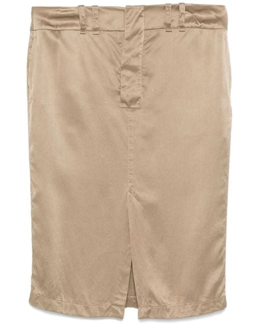 Saint Laurent Natural Silk Pencil Skirt