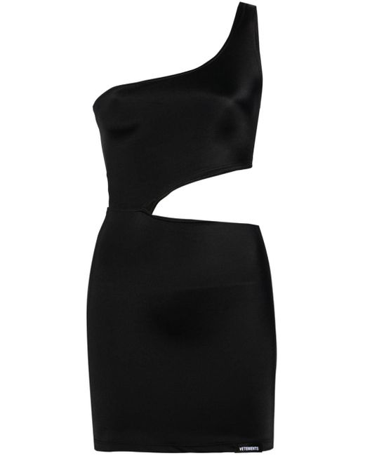 Vetements Black One-shoulder Jersey Minidress