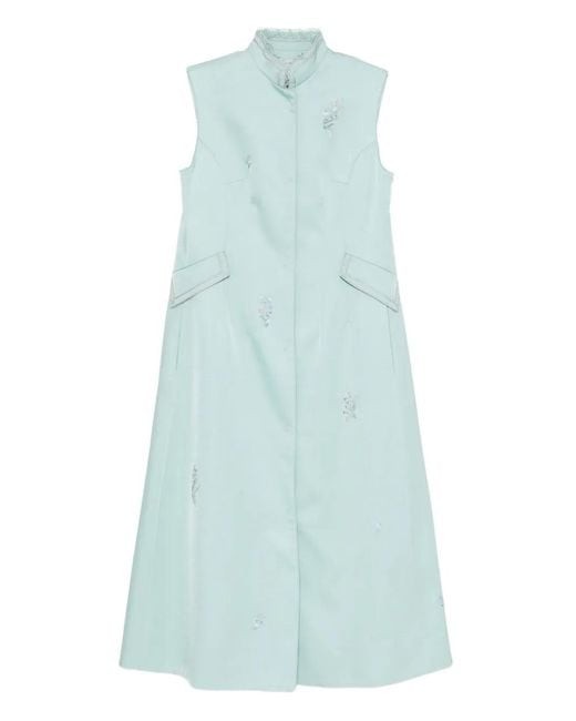 Shiatzy Chen Blue Scape-Of-Curve Embroidered Coat