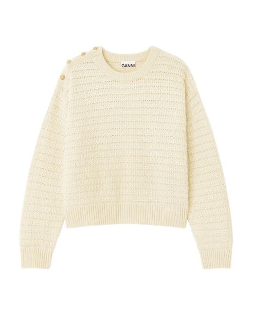 Ganni Natural Button-Detail Sweater