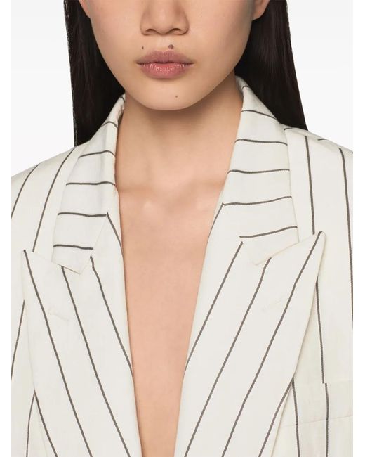 Stella McCartney White Pinstriped Single-Breasted Blazer