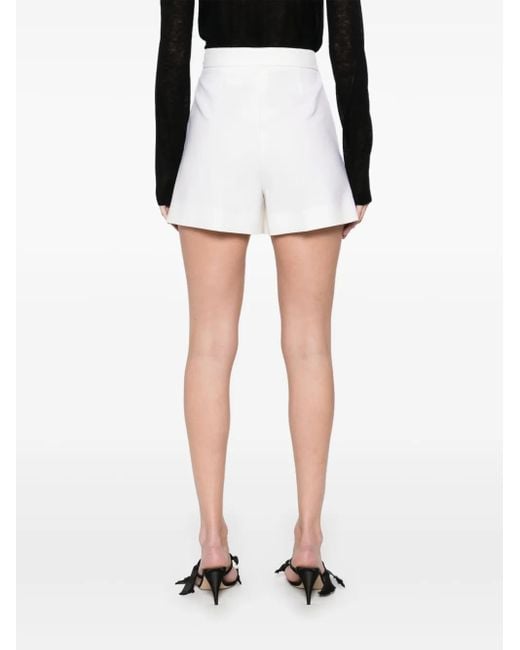 Max Mara White Ivory Stretch Wool Shorts
