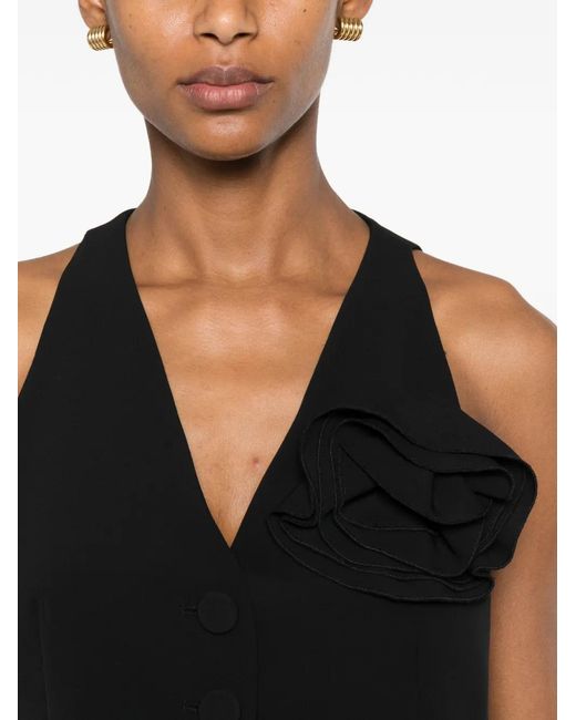 Imperial Black Floral-Appliqué Cropped Top