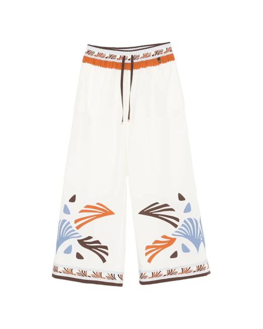 Pantalones Estampados Con Cordones Herno de color White