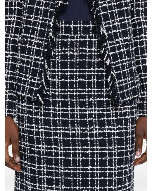 Thelaurent Gray Check-Pattern Midi Skirt