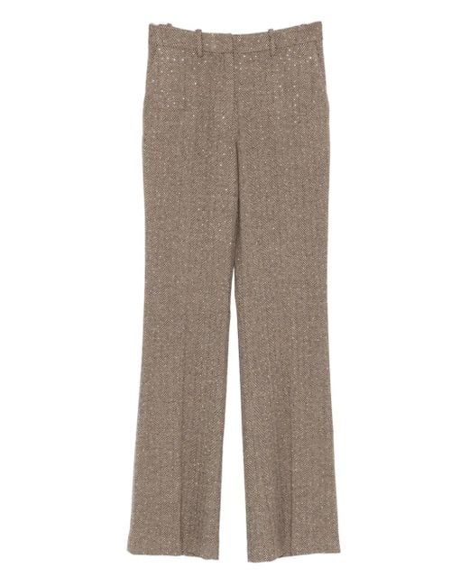 ERMANNO FIRENZE Gray Herringbone Sequin Trousers