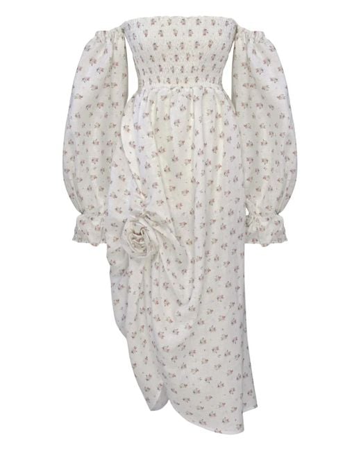 Sleeper White Schulterfreies Midikleid