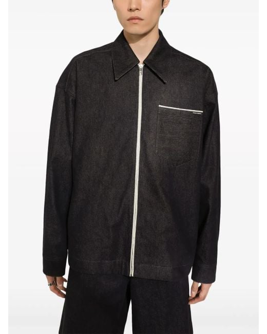 Dolce & Gabbana Black Logo-Print Cotton Jacket for men