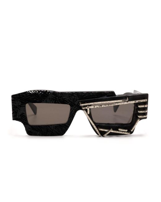 Kuboraum Black Sculpted Rectangle-frame Sunglasses