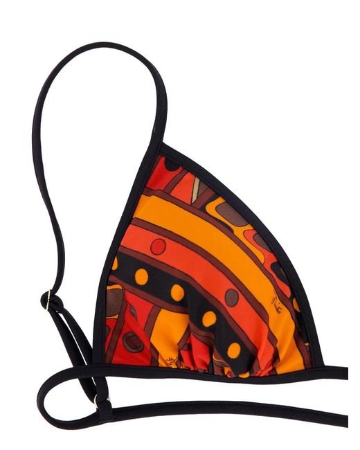 Emilio Pucci Red Vivara Print Triangle Bikini Top