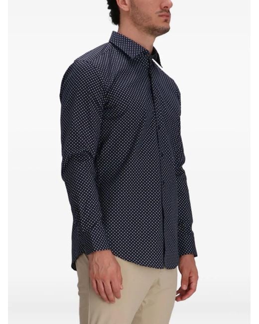 Boss Blue Polka Dot-Patterned Shirt for men