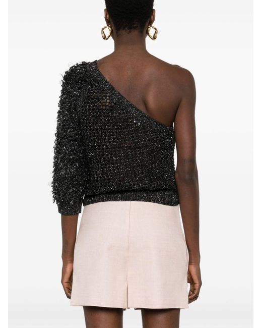 Peserico Black One-shoulder Knitted Top