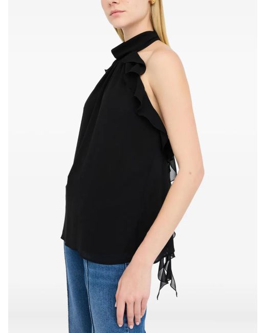 Liu Jo Black Halterneck Ruffled Top