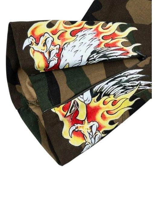 Free Refills Green Floyd Camouflage-Print Cargo Pants for men