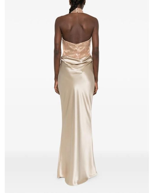 retroféte White Vanya Sequin Halter Maxi Dress
