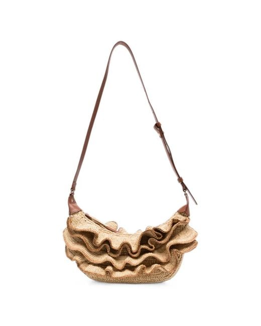 Zimmermann Metallic Ruffled Woven Shoulder Bag