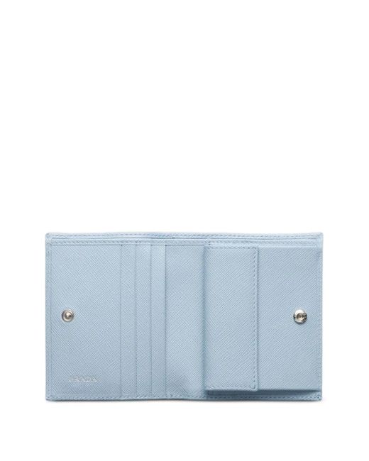 Prada Blue Small Triangle-Logo Leather Wallet