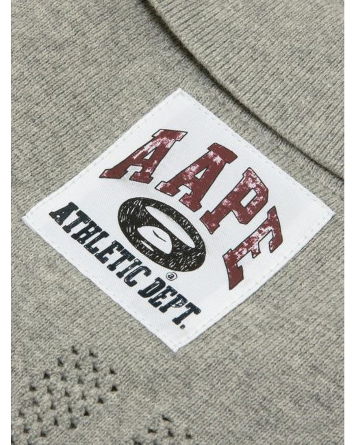 Aape By A Bathing Ape Gray Logo-Perforated Polo Shirt for men