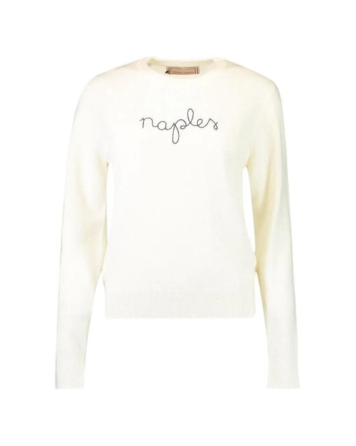 Lingua Franca White Naples Crew Neck Sweater