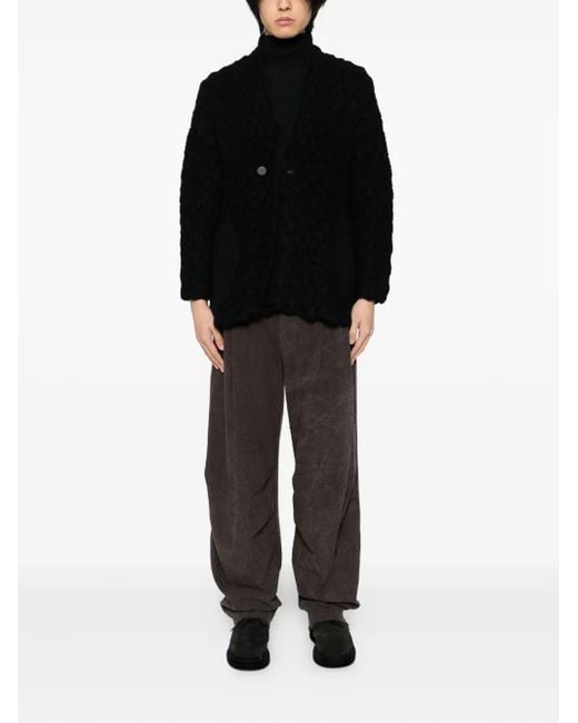 DEVOA Black Cable-Knit Cardigan for men