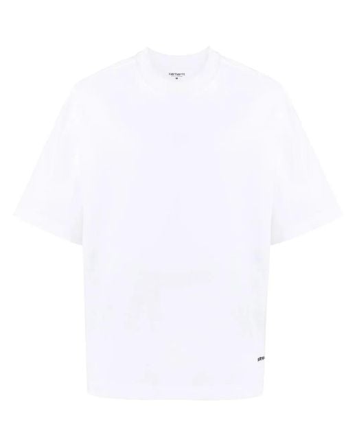 Carhartt White Short Sleeves "Script" Organic Cotton T-Shirt for men