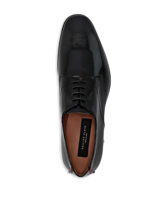 Philipp Plein Black Leather Lace Up Shoes Monogram for men
