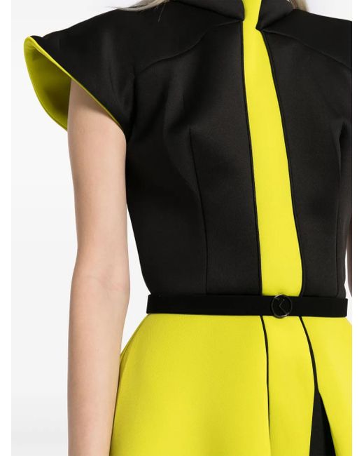 Saiid Kobeisy Yellow Neoprene Dress With Wide Shoulders