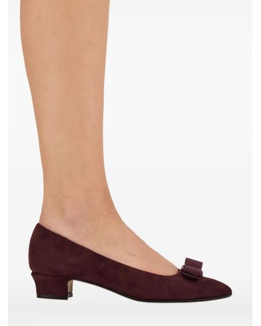 Ferragamo Brown Vara Bow-Detail Pumps