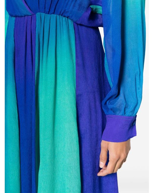 Vestido de seda con efecto degradado y falda plisada Forte Forte de color Blue
