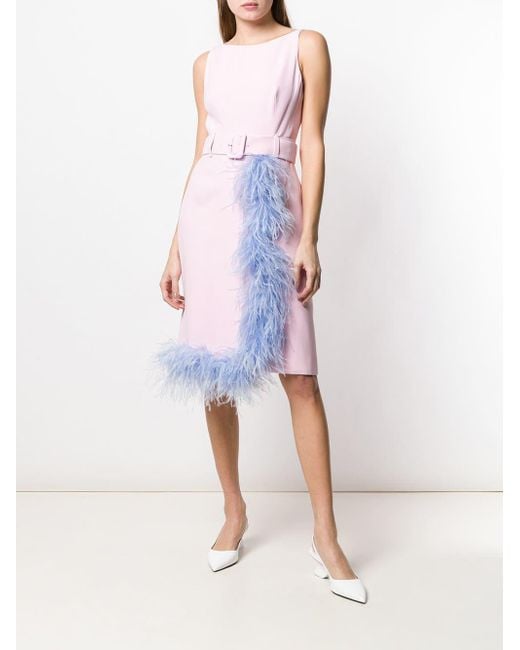 pink feather trim dress