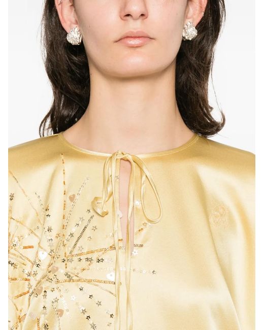 BERNADETTE Natural Naomi Sequin-Embellishment Blouse