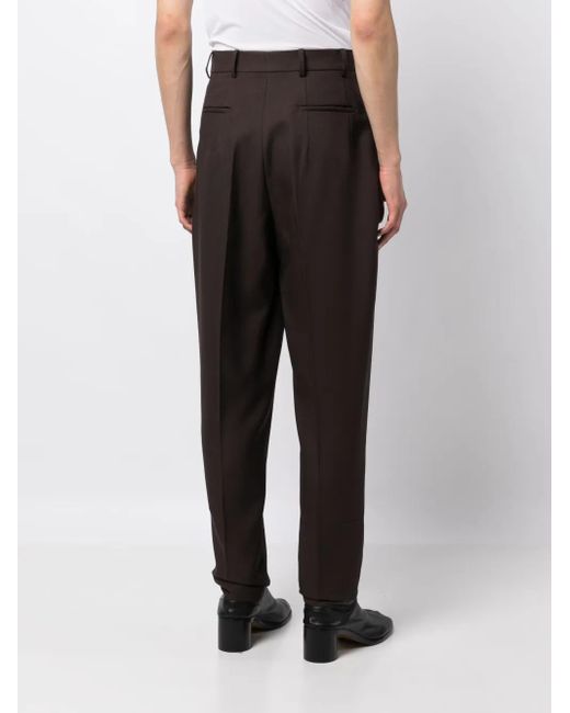 Random Identities Black Tapered Box-Pleated Trousers for men