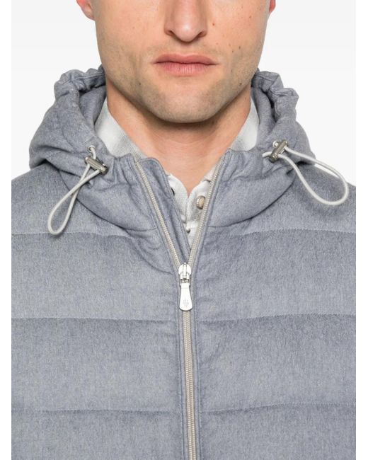 Eleventy Gray Hooded Quilted Jacket for men