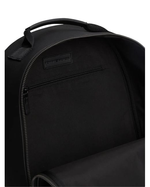 Tommy Hilfiger Black Logo-Patch Backpack for men