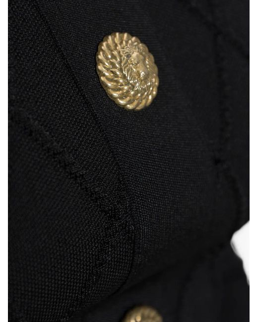 Balmain Black Button-Embellished Diamond-Knit Mini Dress