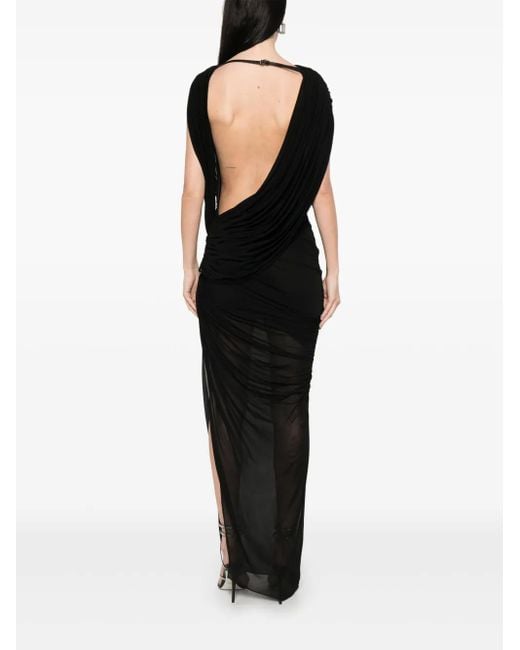 Mugler Black Draped Backless Gown