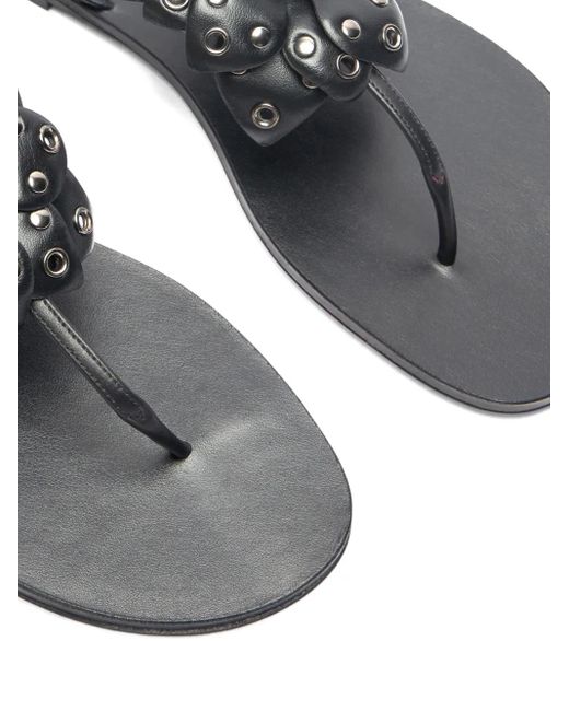 Casadei White Stud-Embellished Flat Sandals