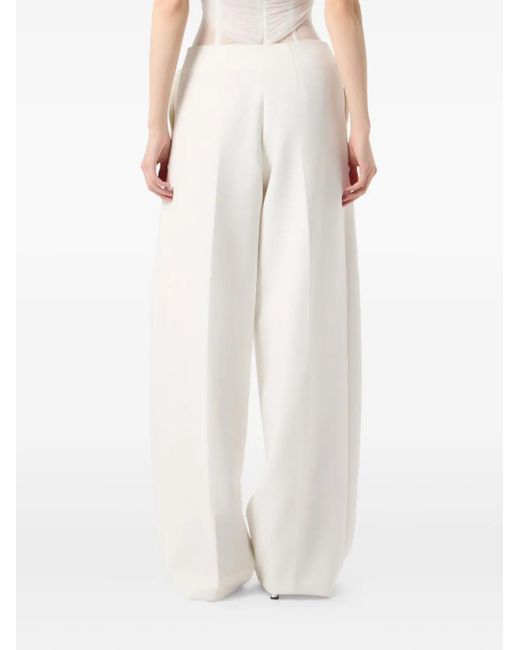 Blumarine White Pleated Wide-Leg Trousers