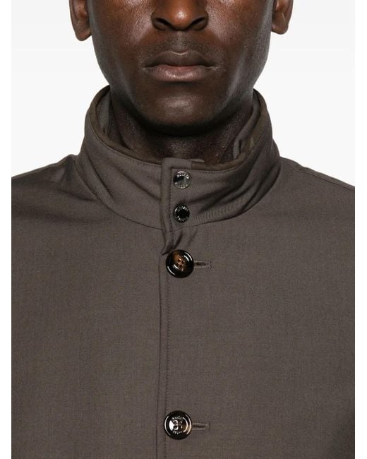 Moorer Brown Button-Fastening Ribbed-Hem Jacket for men