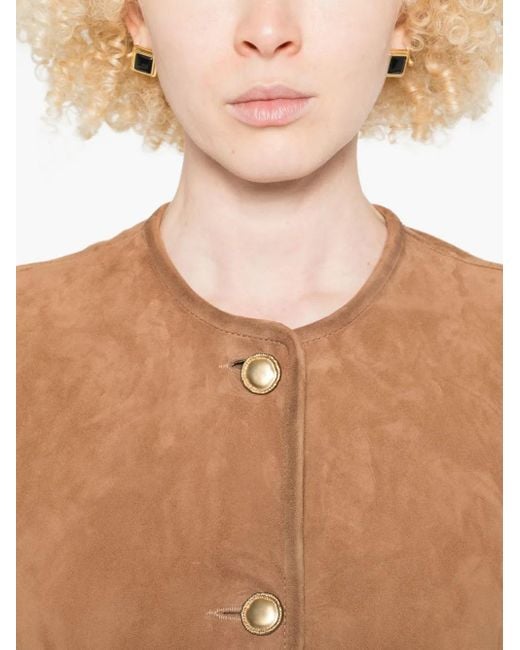 Arma Natural Suede Round-Neck Jacket