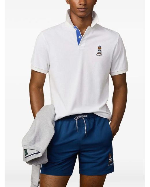 Hackett White Heritage Harry Polo Shirt for men