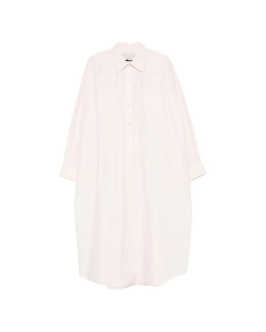 Bellerose White Button-Up Chest-Pocket Midi Dress