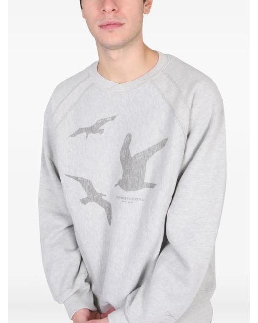 Engineered Garments Gray Bird-Print Crew-Neck Sweatshirt for men