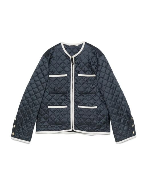 Max Mara Blue Celeste Quilted Pocket Jacket