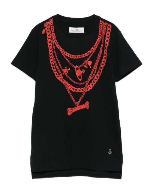Vivienne Westwood Black Chain-Print T-Shirt for men