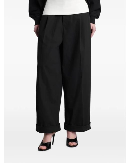 DARKPARK Black Wendy Contrast-Waistband Pleated Trousers