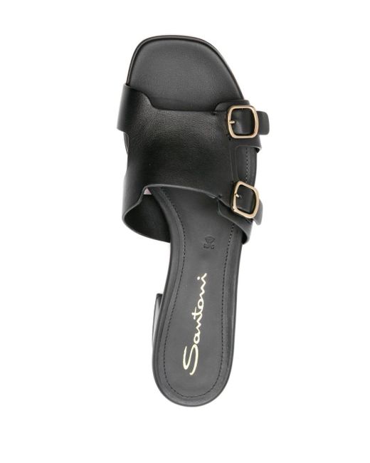 Santoni Black 50mm Leather Mules