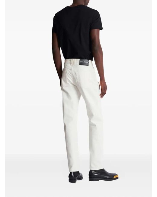 Vaqueros Rectos De Algodón Balmain de hombre de color White